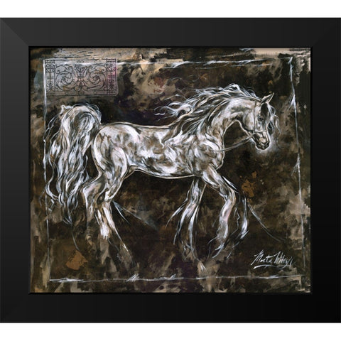 White Horse Different Border Black Modern Wood Framed Art Print by Wiley, Marta