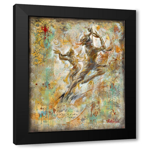 Flute Players II Colorful Black Modern Wood Framed Art Print with Double Matting by Wiley, Marta