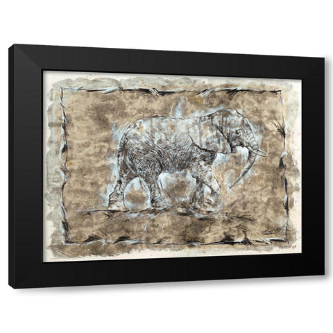 Baby Elephant Black Modern Wood Framed Art Print with Double Matting by Wiley, Marta