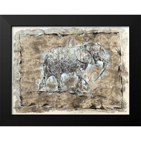 Baby Elephant Black Modern Wood Framed Art Print by Wiley, Marta