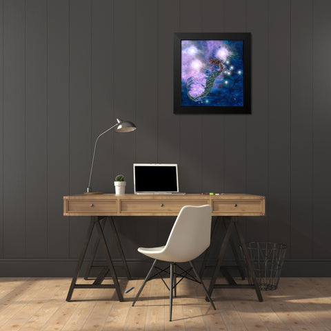 Purple Mermaid Black Modern Wood Framed Art Print by Wiley, Marta