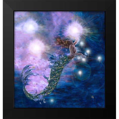 Purple Mermaid Black Modern Wood Framed Art Print by Wiley, Marta