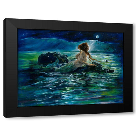 Mermaid Black Modern Wood Framed Art Print by Wiley, Marta