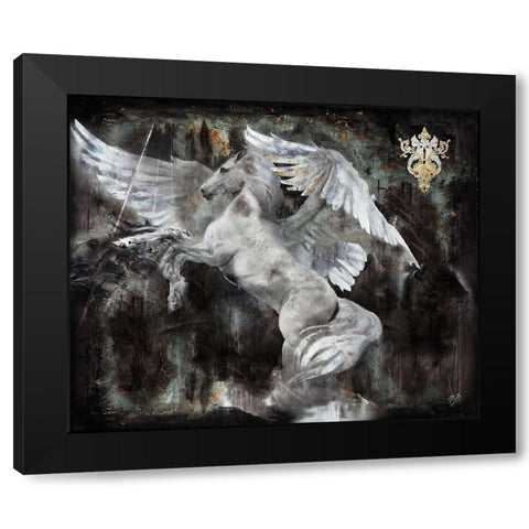 White Pegasus Black Modern Wood Framed Art Print by Wiley, Marta