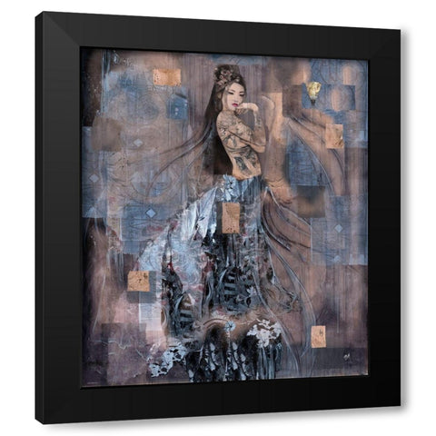 Geisha Tattoo II Black Modern Wood Framed Art Print by Wiley, Marta