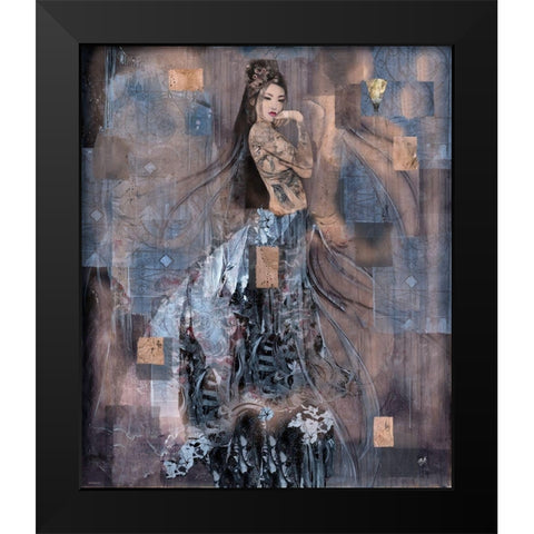 Geisha Tattoo II Black Modern Wood Framed Art Print by Wiley, Marta