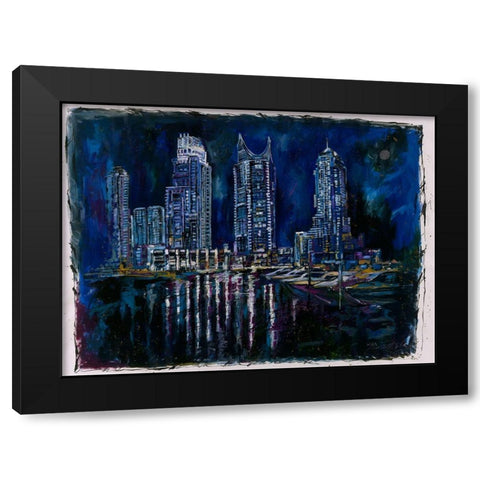Blue Dubai Black Modern Wood Framed Art Print with Double Matting by Wiley, Marta