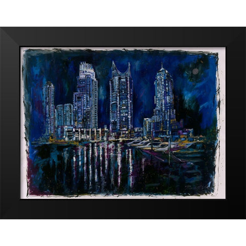 Blue Dubai Black Modern Wood Framed Art Print by Wiley, Marta