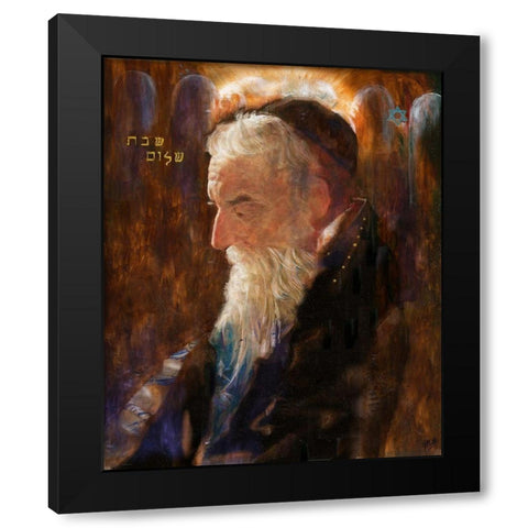 Rabbi Black Modern Wood Framed Art Print by Wiley, Marta