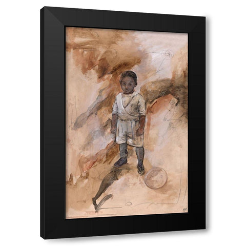African Boy Black Modern Wood Framed Art Print by Wiley, Marta