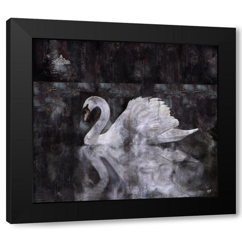 Swan II Black Modern Wood Framed Art Print with Double Matting by Wiley, Marta