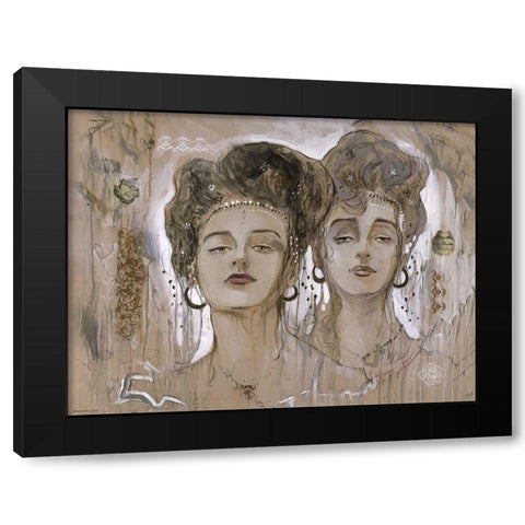 Roses Black Modern Wood Framed Art Print with Double Matting by Wiley, Marta
