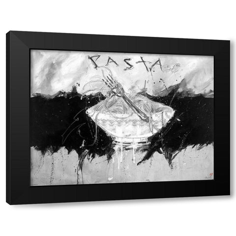 Pasta BandW Black Modern Wood Framed Art Print with Double Matting by Wiley, Marta
