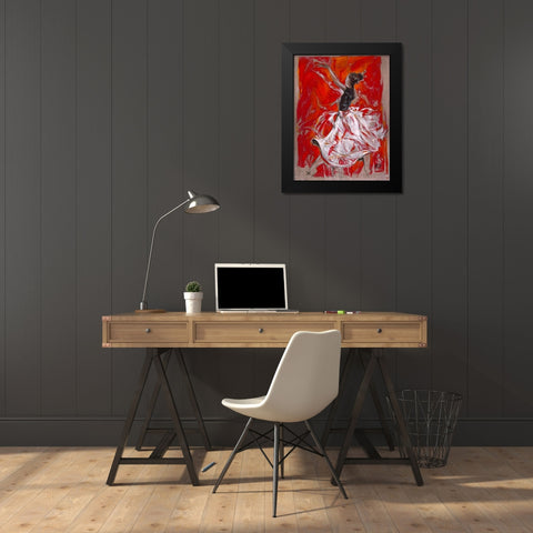 Red Dancer Black Modern Wood Framed Art Print by Wiley, Marta