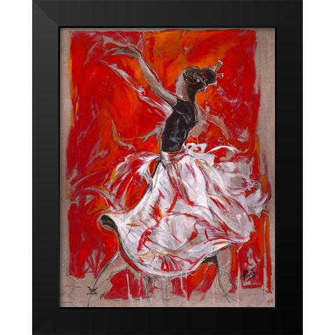 Red Dancer Black Modern Wood Framed Art Print by Wiley, Marta