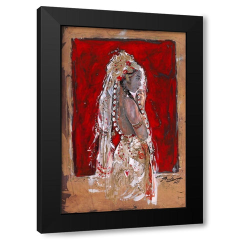 Red Veil Black Modern Wood Framed Art Print by Wiley, Marta