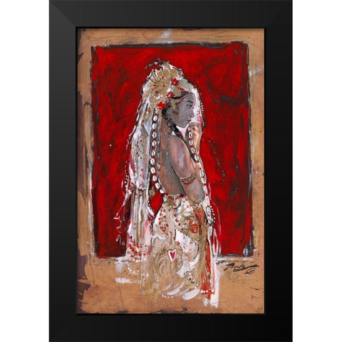 Red Veil Black Modern Wood Framed Art Print by Wiley, Marta