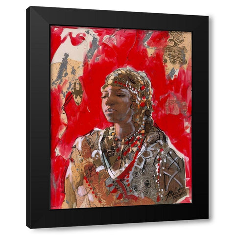 African VII Red-Beige Black Modern Wood Framed Art Print with Double Matting by Wiley, Marta