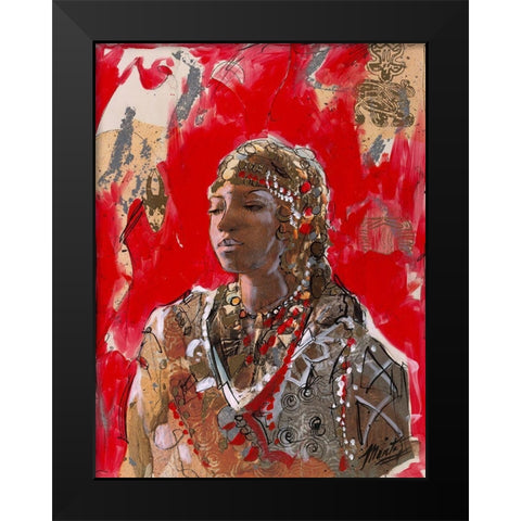 African VII Red-Beige Black Modern Wood Framed Art Print by Wiley, Marta