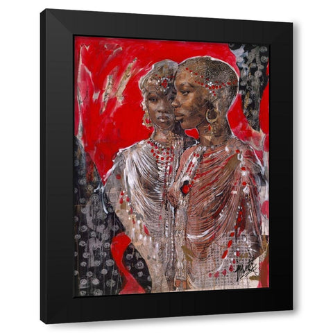 Arican VIII Red-Beige Black Modern Wood Framed Art Print by Wiley, Marta