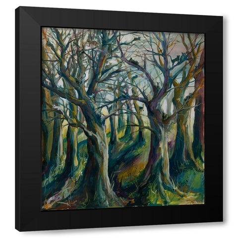 Cats in the forest Black Modern Wood Framed Art Print by Wiley, Marta