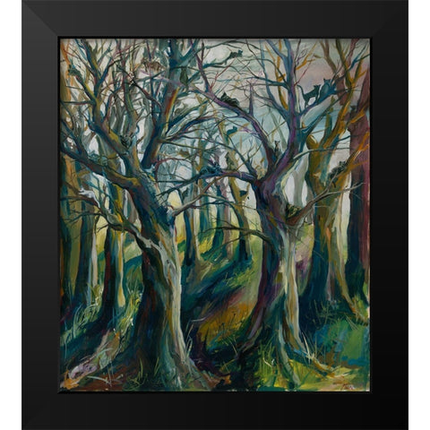 Cats in the forest Black Modern Wood Framed Art Print by Wiley, Marta