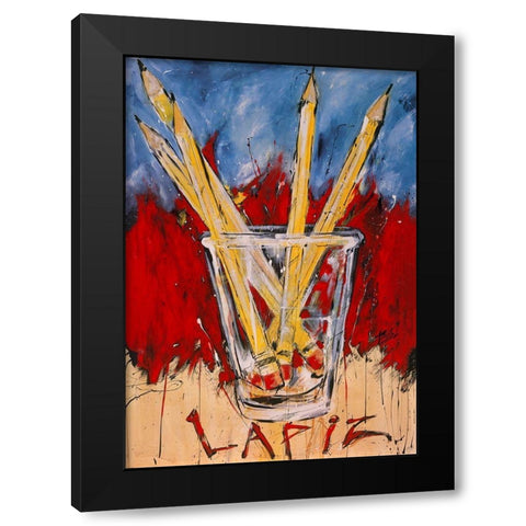 Lapiz Black Modern Wood Framed Art Print with Double Matting by Wiley, Marta