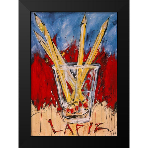 Lapiz Black Modern Wood Framed Art Print by Wiley, Marta