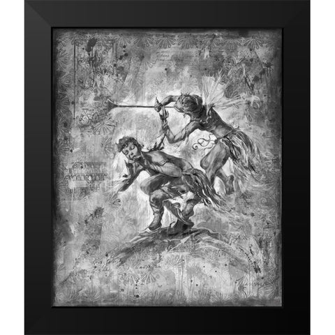 Flute Players- BandW Black Modern Wood Framed Art Print by Wiley, Marta