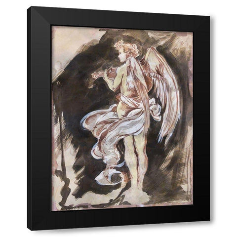 Classical Angel Drawing Black Modern Wood Framed Art Print with Double Matting by Wiley, Marta