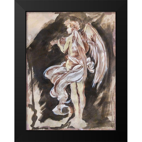 Classical Angel Drawing Black Modern Wood Framed Art Print by Wiley, Marta