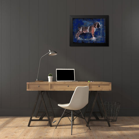 Blue Pup Black Modern Wood Framed Art Print by Wiley, Marta