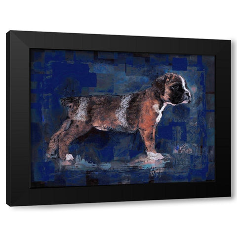 Blue Pup Black Modern Wood Framed Art Print with Double Matting by Wiley, Marta