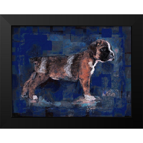 Blue Pup Black Modern Wood Framed Art Print by Wiley, Marta