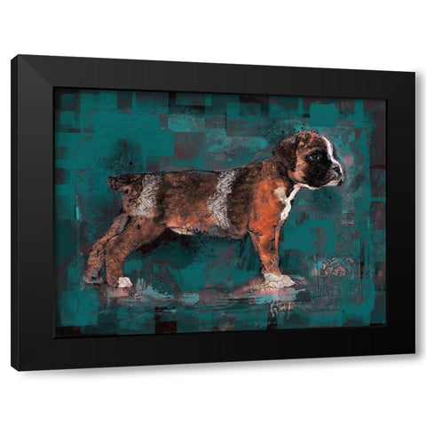 Teal Pup Black Modern Wood Framed Art Print with Double Matting by Wiley, Marta