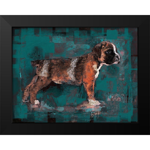 Teal Pup Black Modern Wood Framed Art Print by Wiley, Marta