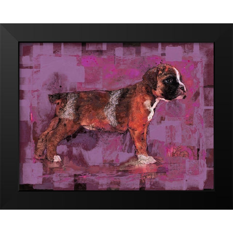 Pink Pup Black Modern Wood Framed Art Print by Wiley, Marta