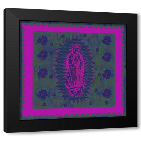Virgin Mary Pink and Purple Black Modern Wood Framed Art Print by Wiley, Marta