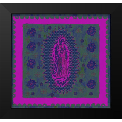 Virgin Mary Pink and Purple Black Modern Wood Framed Art Print by Wiley, Marta