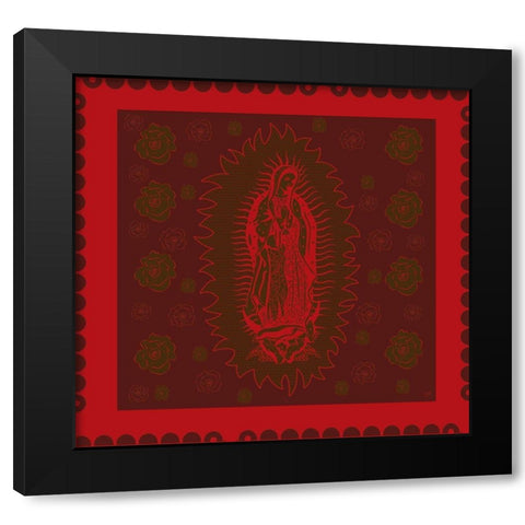 Virgin Mary Red on red Black Modern Wood Framed Art Print by Wiley, Marta