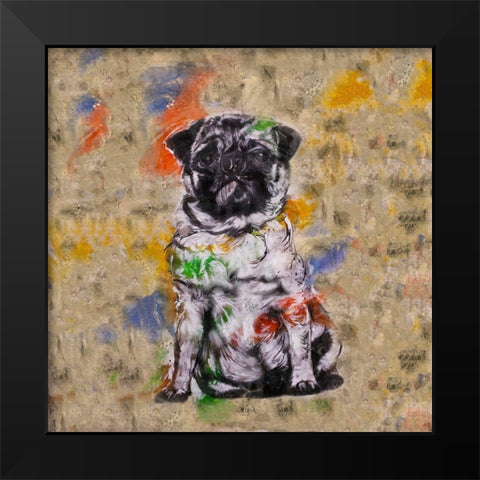 Colorful Dog III Square Black Modern Wood Framed Art Print by Wiley, Marta