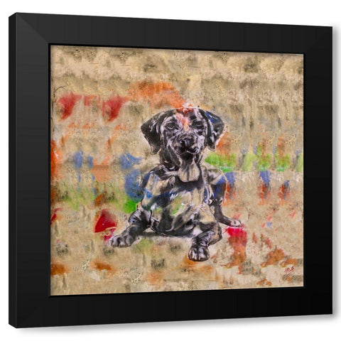 Colorful Dog IV Square Black Modern Wood Framed Art Print with Double Matting by Wiley, Marta