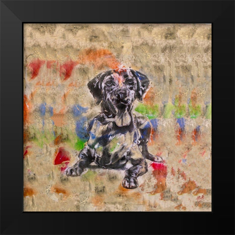 Colorful Dog IV Square Black Modern Wood Framed Art Print by Wiley, Marta