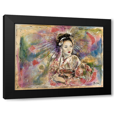 Geisha- Dark Black Modern Wood Framed Art Print by Wiley, Marta