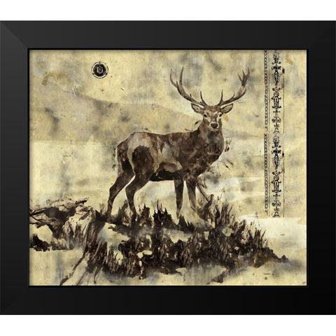 Stag I- Dark Black Modern Wood Framed Art Print by Wiley, Marta