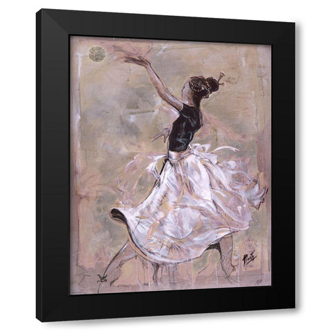 Dancer On Linen- Light Black Modern Wood Framed Art Print with Double Matting by Wiley, Marta