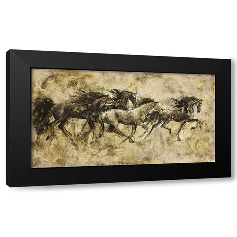 Horses Running I Black Modern Wood Framed Art Print with Double Matting by Wiley, Marta