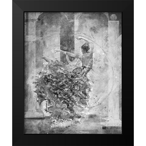 Temple Dancer BAndW Black Modern Wood Framed Art Print by Figurative