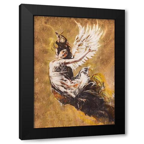 Falling Angel VII Black Modern Wood Framed Art Print with Double Matting by Wiley, Marta