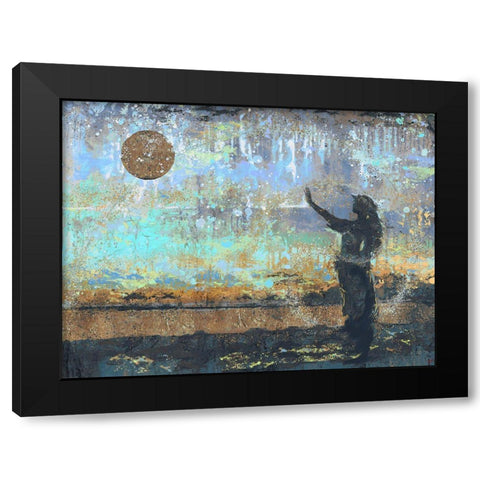 Sun Salutation Blue Black Modern Wood Framed Art Print by Wiley, Marta